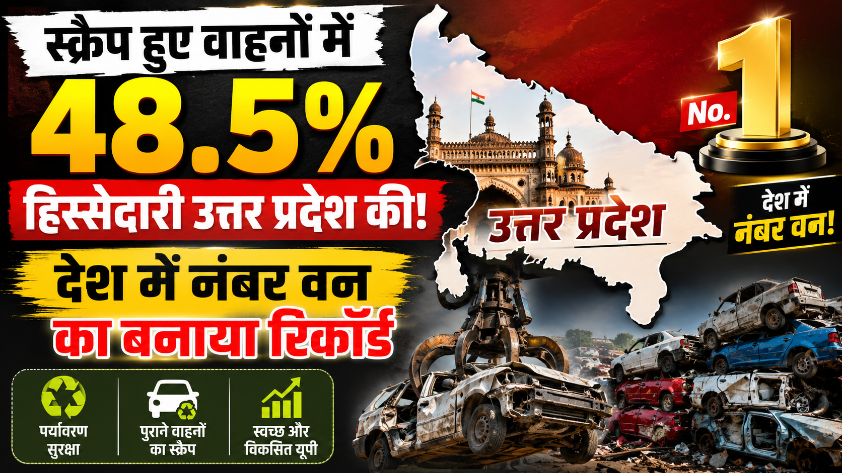 स्क्रैप हुए वाहनों में 48.5 प्रतिशत हिस्सेदारी उत्तर प्रदेश की, देश में नंबर वन का बनाया रिकॉर्ड