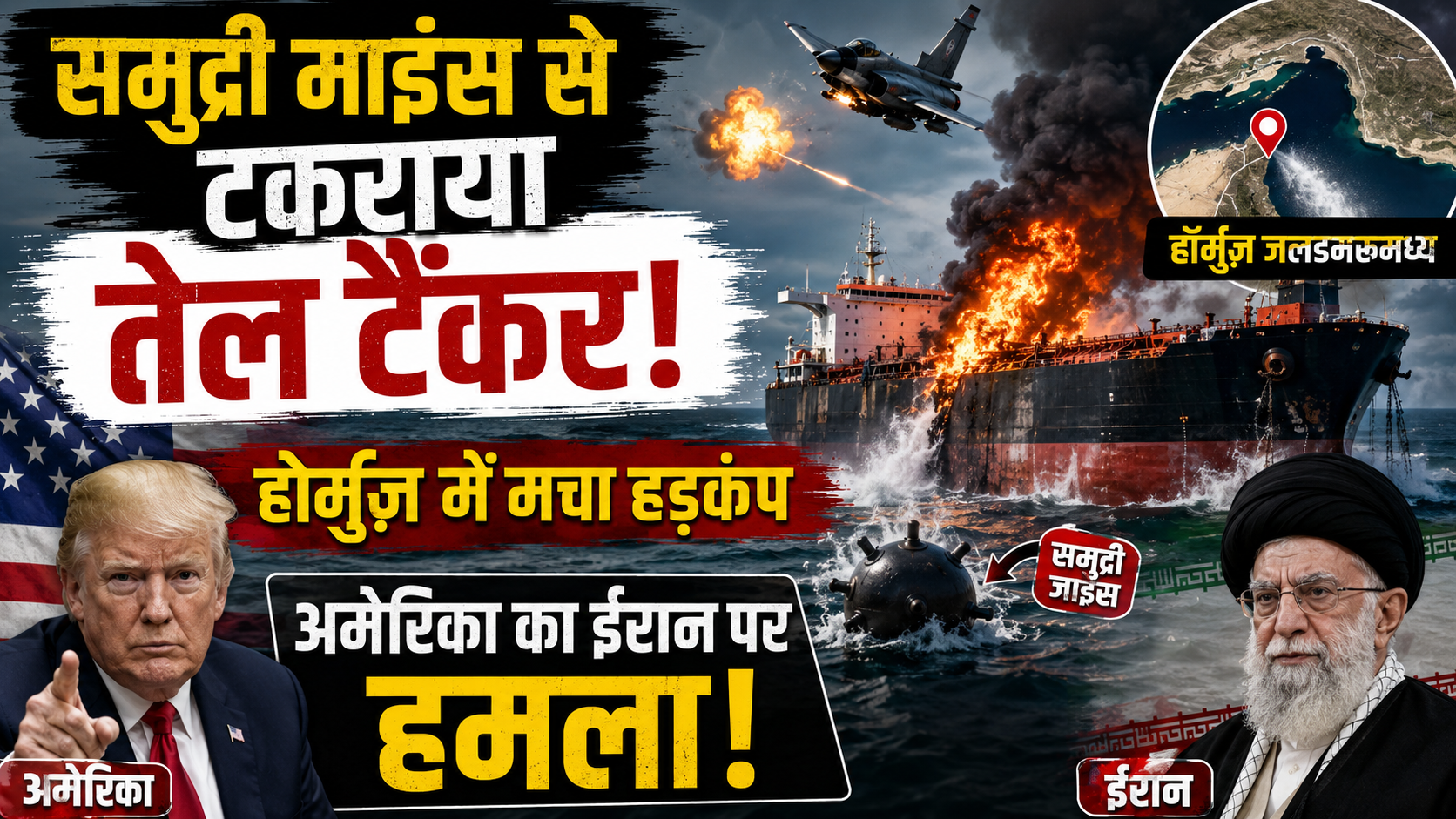 समुद्री माइंस से टकराया तेल टैंकर, होर्मुज में मचा हड़कंप, अमेरिका का ईरान पर हमला