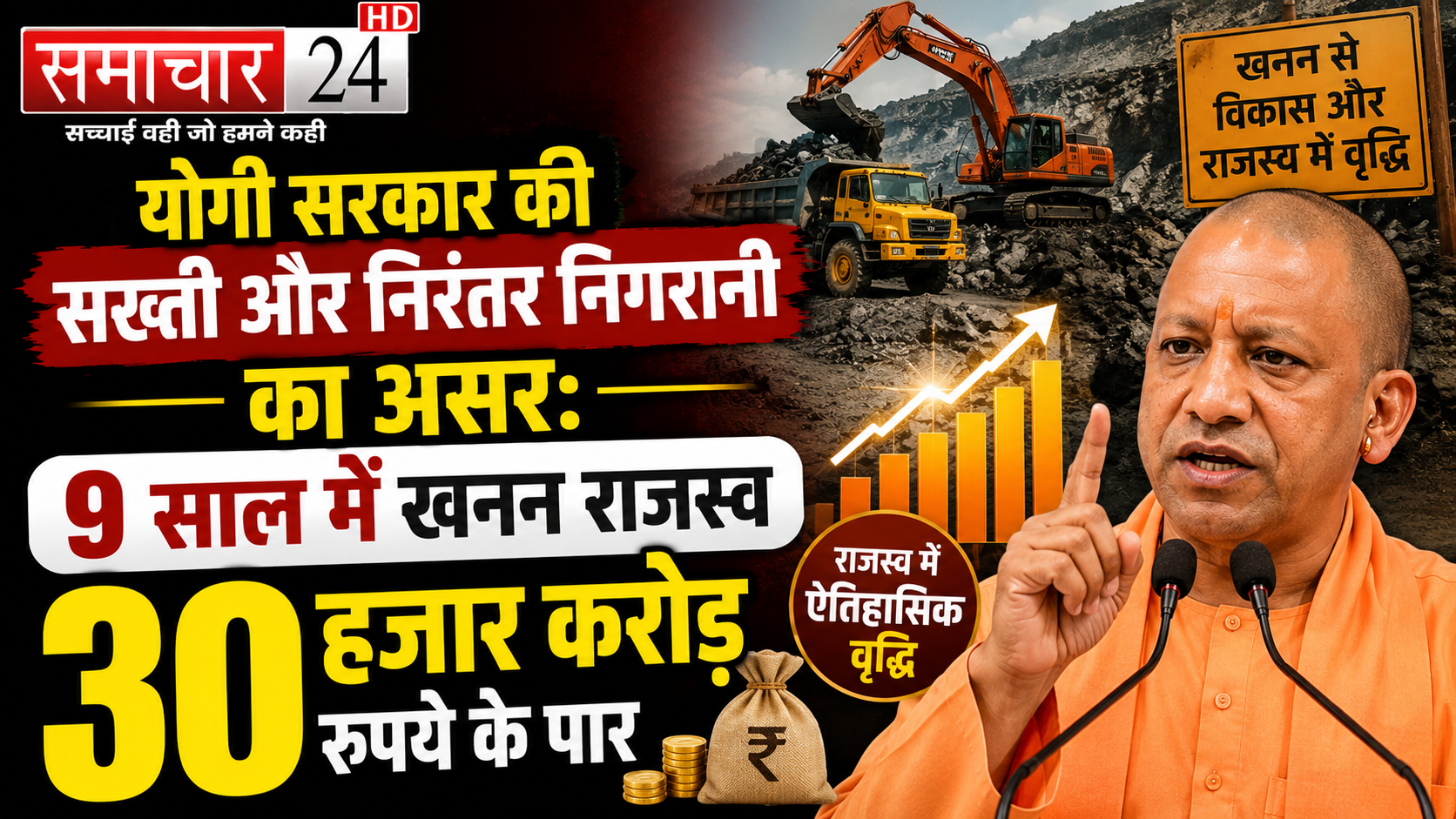 योगी सरकार की सख्ती और निरंतर निगरानी का असरः 9 साल में खनन राजस्व 30 हजार करोड़ रुपये के पार