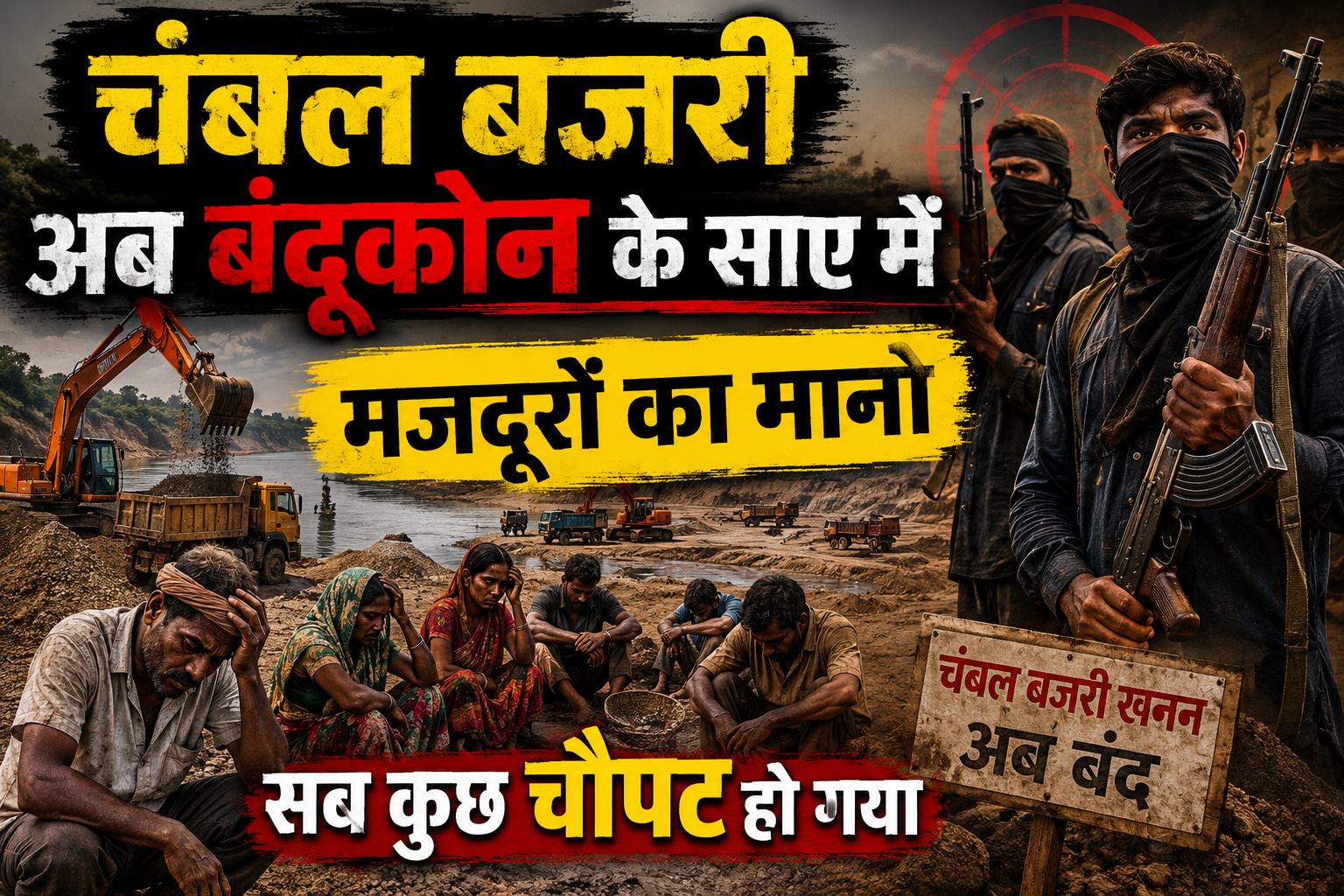 चंबल बजरी अब बंदूकोन के साए में मजदूरों का मानो सब कुछ चौपट हो गया