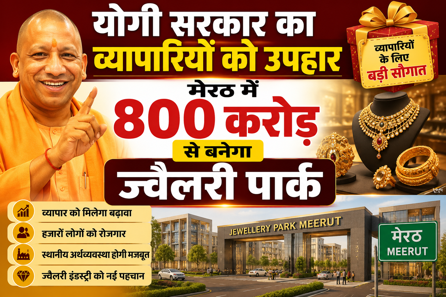 योगी सरकार का व्यापारियों को उपहार, मेरठ में 800 करोड़ से बनेगा ज्वैलरी पार्क