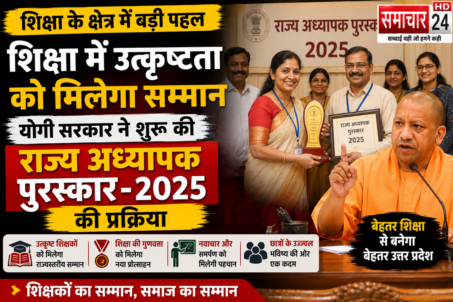 शिक्षा में उत्कृष्टता को मिलेगा सम्मान, योगी सरकार ने शुरू की राज्य अध्यापक पुरस्कार-2025 की प्रक्रिया