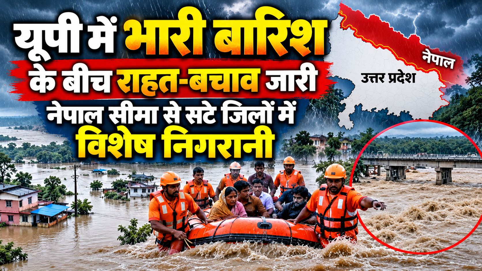 अतिवृष्टि पर योगी सरकार सतर्क, 63 जिलों में सामान्य से अधिक बारिश के बीच राहत-बचाव तेज