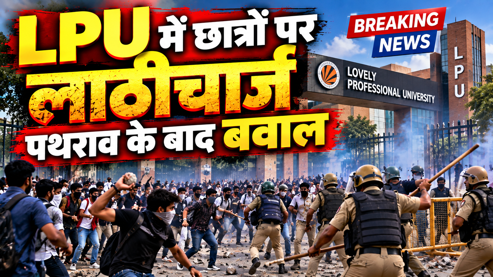 LPU में छात्रों पर लाठीचार्ज, पथराव के बाद बवाल; छात्रा से रेप के दावे पर प्रदर्शन