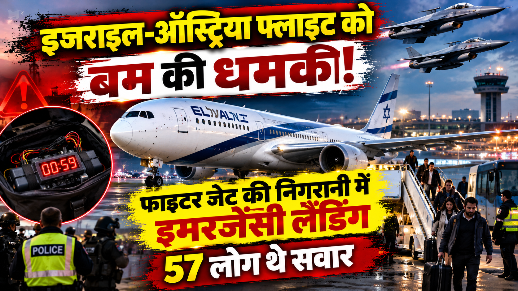 इजराइल-ऑस्ट्रिया फ्लाइट को बम की धमकी, फाइटर जेट की निगरानी में इमरजेंसी लैंडिंग, 57 लोग थे सवार