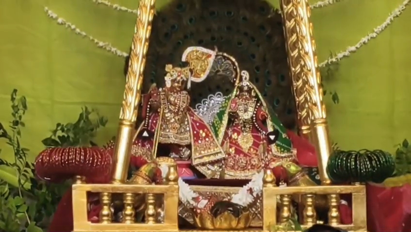 पुष्प हिंडोले में झूले ठाकुर राधा नील माधव, हरियाली तीज पर उमड़ा आस्था का सैलाब