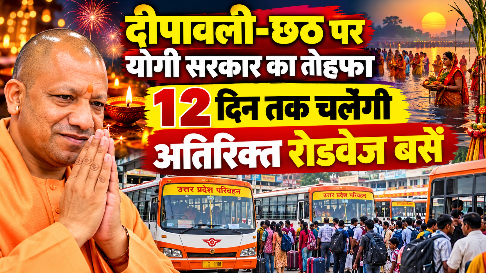 दीपावली-छठ पर योगी सरकार का तोहफा, 12 दिन तक चलेंगी अतिरिक्त रोडवेज बसें